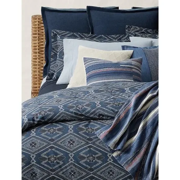 Ralph Lauren Francois FULL/QUEEN Navy Pattern Duvet Cover ~ New