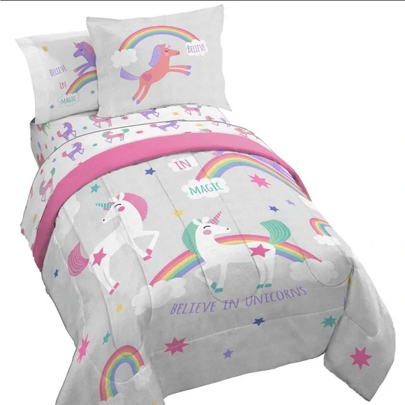 Jay Franco Unicorn Magic Twin Comforter Set - Pink and White NWT