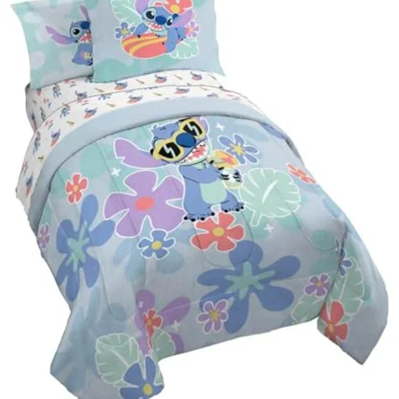Disney Stitch Blue and Purple Twin Bedding Set NWT