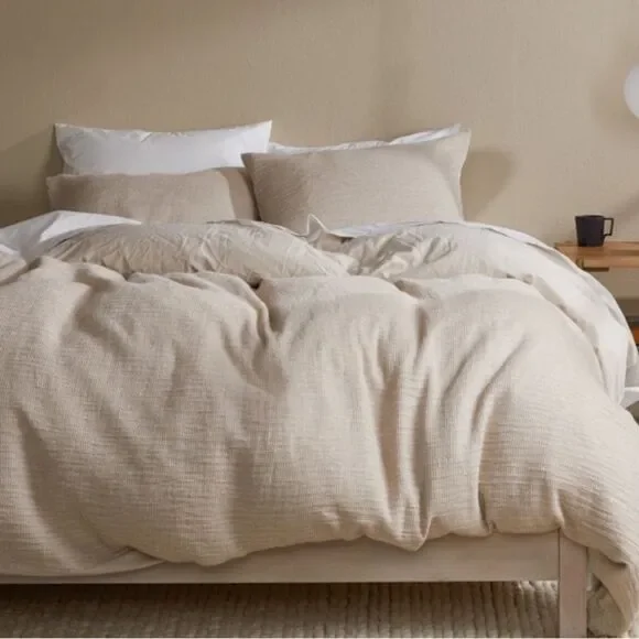 Parachute Honeycomb Linen Blend Duvet Cover in Beige/Cream | Full/Queen