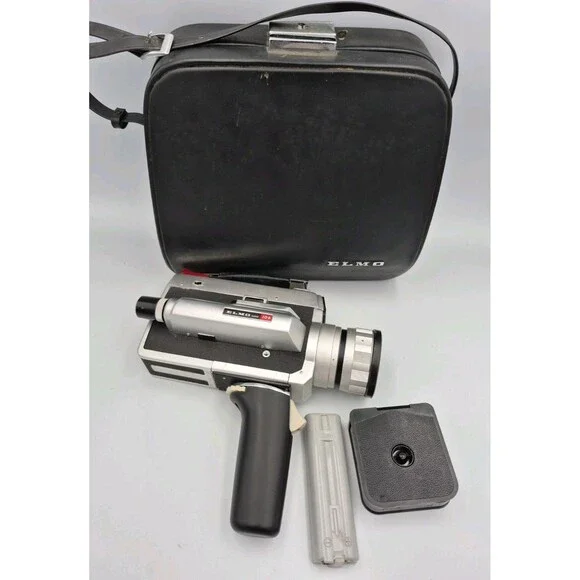 Elmo 104 Super 8 Cinema Film VINTAGE Camera W/Original Hard Camera Case Untested