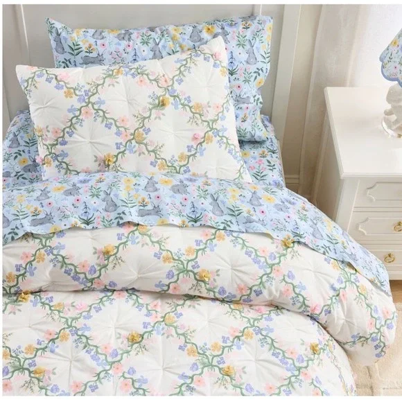 Rifle Paper Co x Pottery Barn Kids Floral Trellis Comforter Full Queen NEW