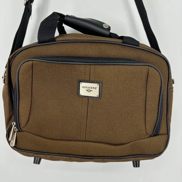 Dockers Small Size Carry On Travel Bag Brown Removable Shoulder Strap Zip Pocket
