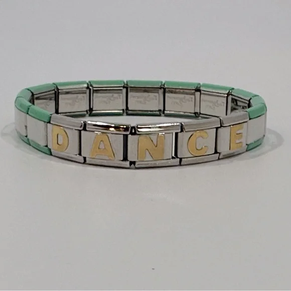 PersonaLinks Italy Dance Green & Silver Interchange Link Bracelet
