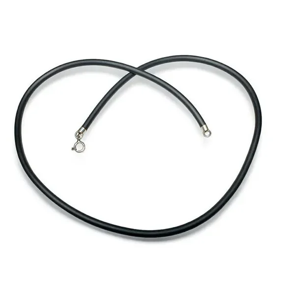 14.5” Black Cord Necklace - Minimalist | Unisex 925 Silver Clasp | Pendant Ready
