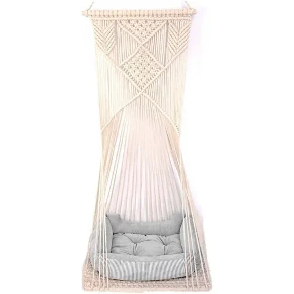 Cat Bed Cat Hammock Macrame Cat Swing Bed Cat Cage Cotton Rope Hanging Cat House