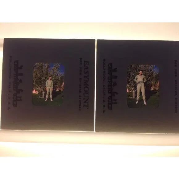 Lot 2 Vtg 40s Kodachrome Italia Polo Young Man by Tree Photograph Color Slides