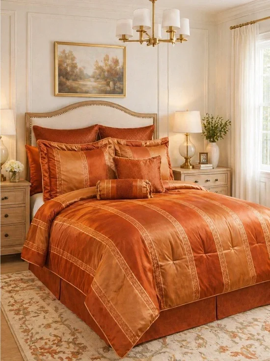 NWT Comforter Sheet Pillow Sham Set Woodbury Jacquard Queen 24 Piece Bundle