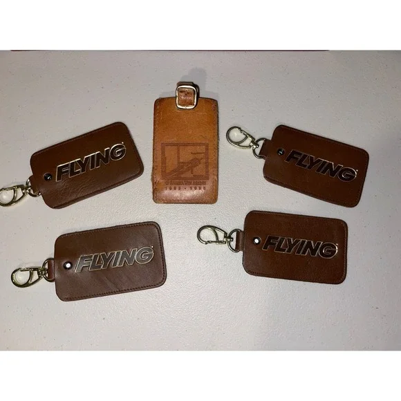Vintage Leather Luggage Tag Bundle Of 5 Tags -America West‎ Airlines, FLYING