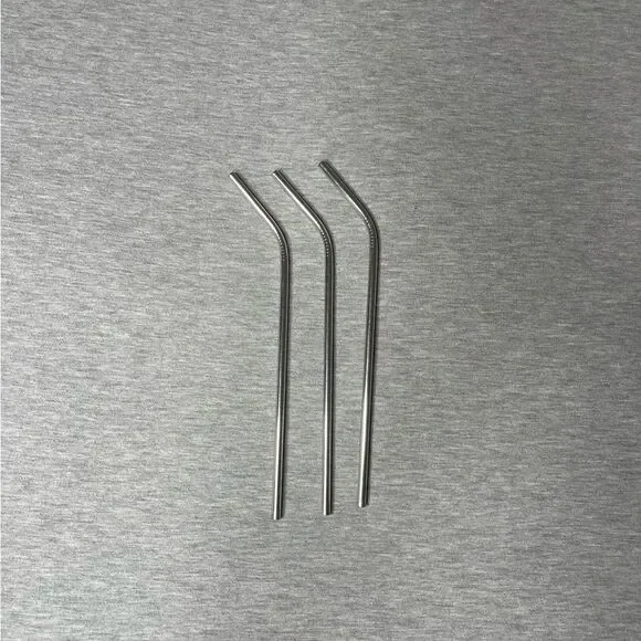 Target Long Bent Re-Usable Stainless Steel Straws 3 PCS. Set