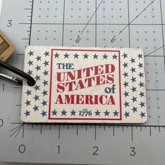 Metal and Wood Co‎ Luggage Tag Travel USA United States of America 1776
