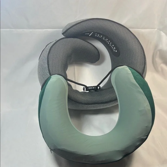 Gray and Green Travel Neck Pillow