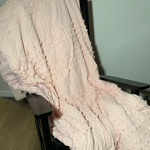 Comforter Set in a Light Pink with Boho Accents