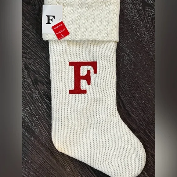 Wondershop Monogram Christmas Stocking Letter F Initial White Knit Target NWT