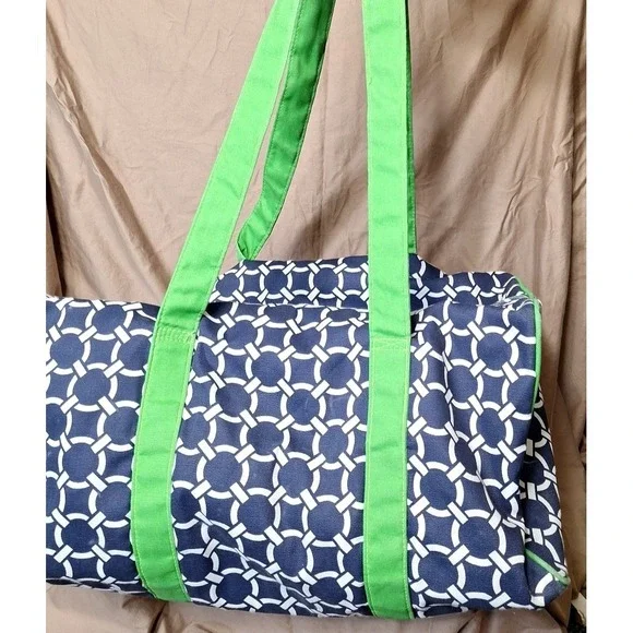 Ame & LuLu Weekender XL Duffle Green Blue White Extra Large Travel Tote Beach