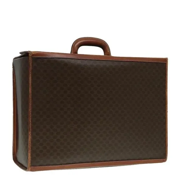 CELINE Macadam Canvas Trunk Pvc Leather Gold Brown