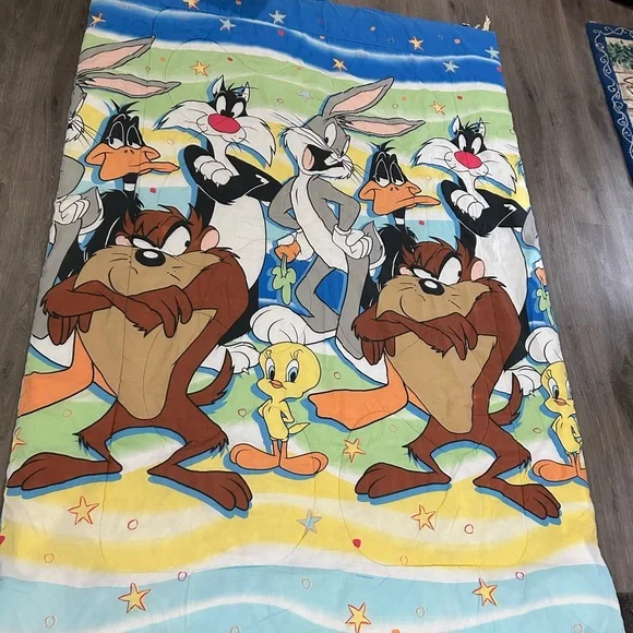 Vintage Warner Bros Looney Tunes Bedspread Twin Bugs Taz Sylvester Tweety Daffy