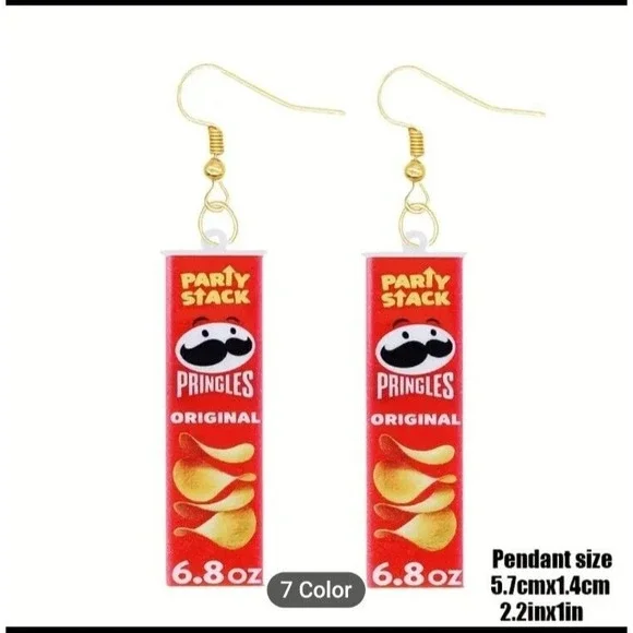 Pringles Original Themed Fun Party Design Hook Style Earrings Kidcore
