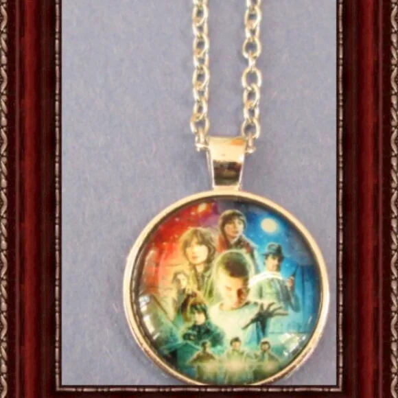 Silver Tone Stranger Things Theme Necklace Unisex