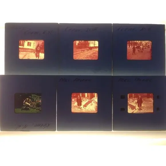 Lot of 6 Vtg 50s Keene NH New Hampshire Snow Dog Sled Photograph Color Slides