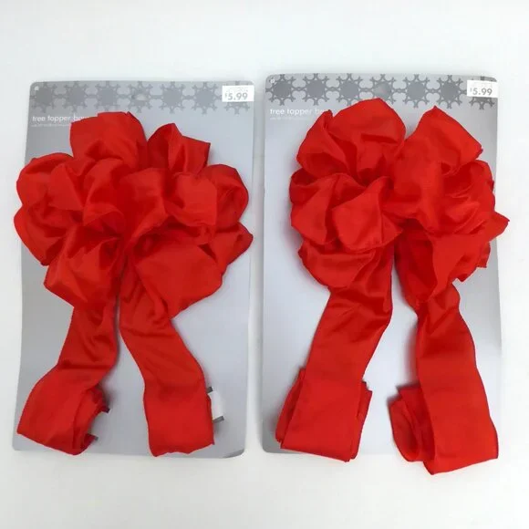 NEW 13” to 27” TARGET CHRISTMAS HOLIDAY RED WIRED TREE TOPPER BOW LOT OF 2