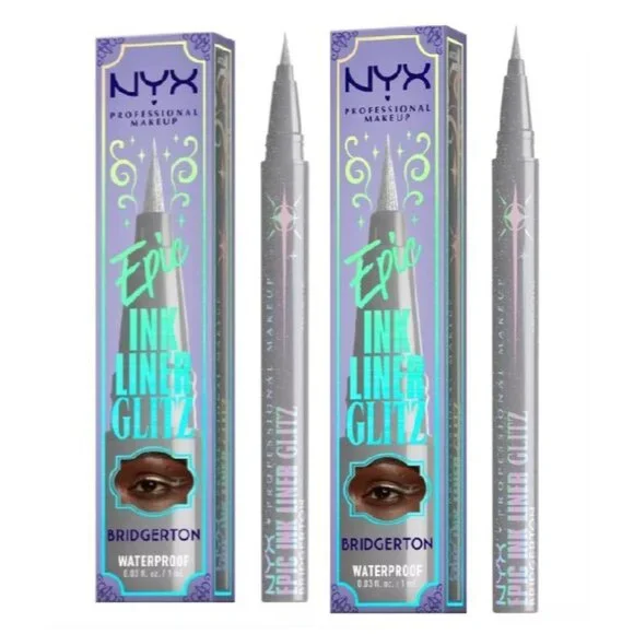 NYX Bridgerton Royal Epic Waterproof Metallic Eyeliner Glitzed in Silver 2 Pack