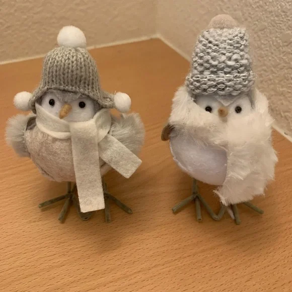2022 Target Wondershop Featherly Friends Winter Fabric Birds Set of 2
