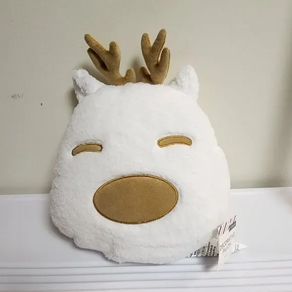 Target Bullseye Playground White Reindeer Plush Pillow Christmas 2024