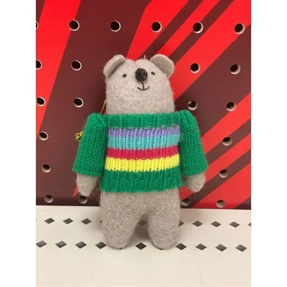Target Fabric Bear Wearing Striped Sweater Christmas Tree Ornament Wondershop™