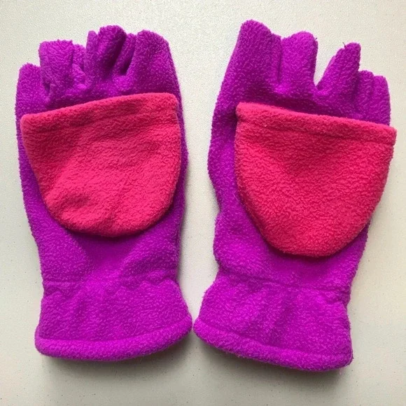 Pink and Orange Convertible Gloves for Girls