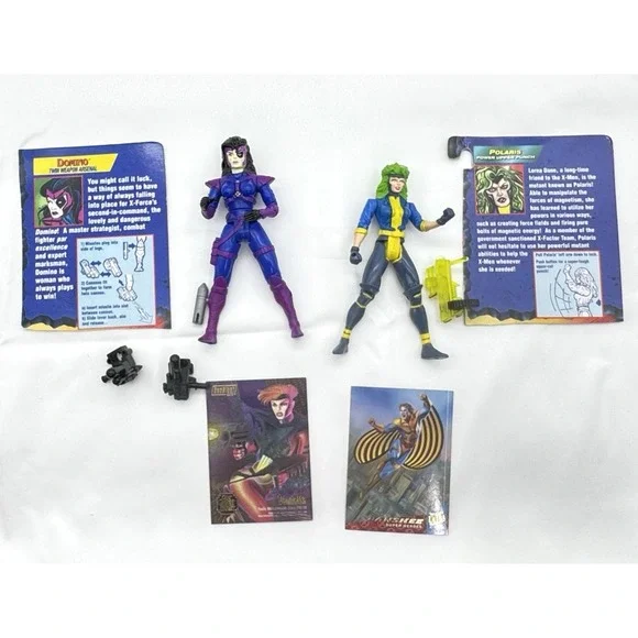Marvel X-Men Action Figures Lot of 2 Polaris & Domino Complete w/ Weapons 1990s
