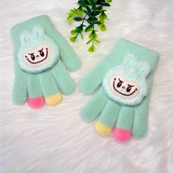 Cute Monster Character Kids Fuzzy Gloves