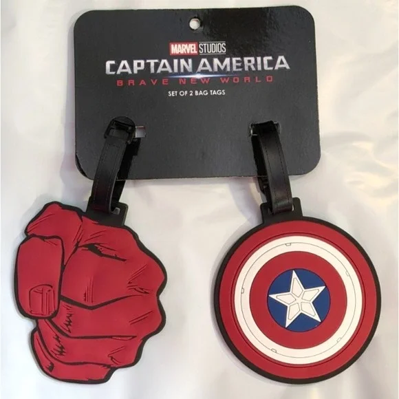 NEW, WITH TAGS Marvel Studios Captain America Set Of 2 Bag Tags Brave New World