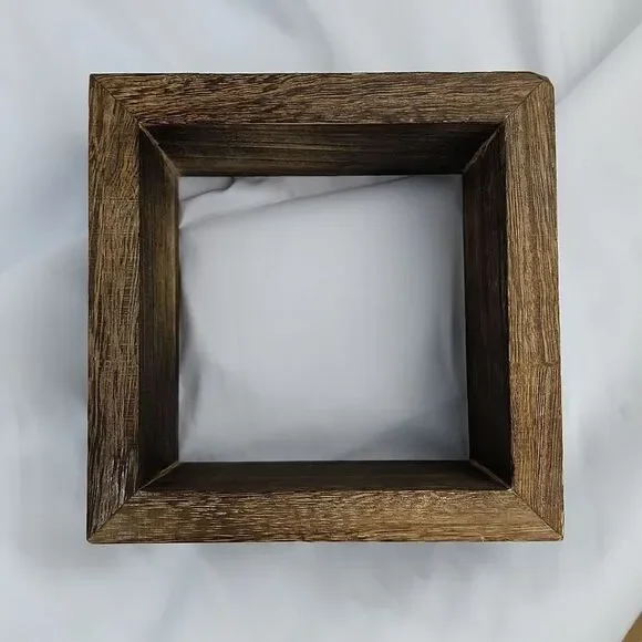 🔺️NWT The Container Store Brown Rustic Wood Square Display Shelf
