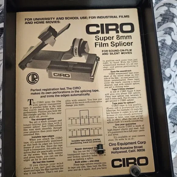 Vintage CIRO Super 8mm Film Splicer - Professional Movie Editing‎ Equipment -