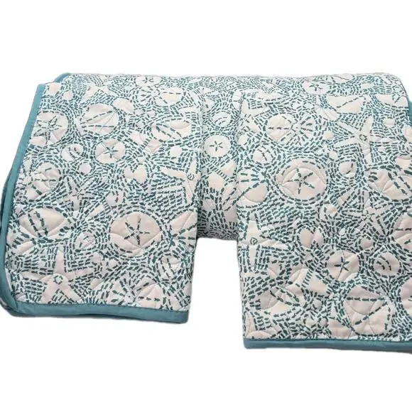 Queen Ocean Sanddollar Comforter Set 3PC All Seasons Soft Quilted NEW Teal Wht