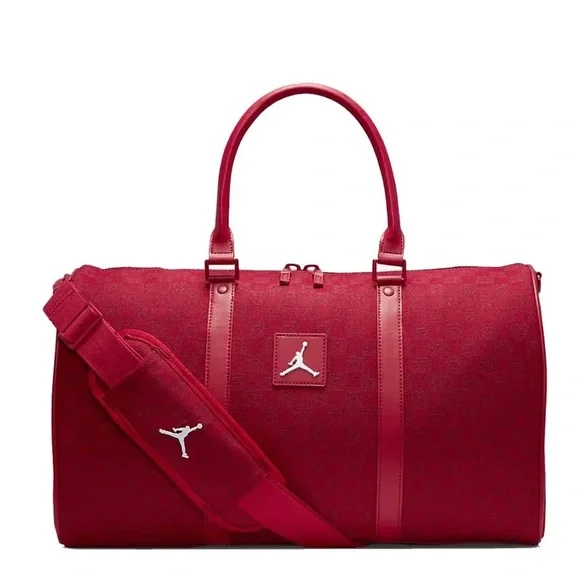 Air Jordan Monogram Jacquard Duffle Bag Luggage Tote Carry On One Size 25L Red