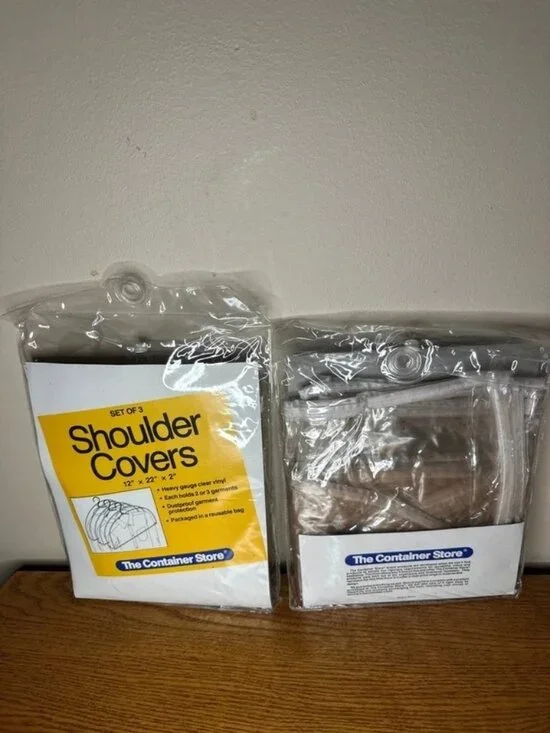 2 sets The Container Store Clear Vinyl Shoulder Covers Set of 3 new