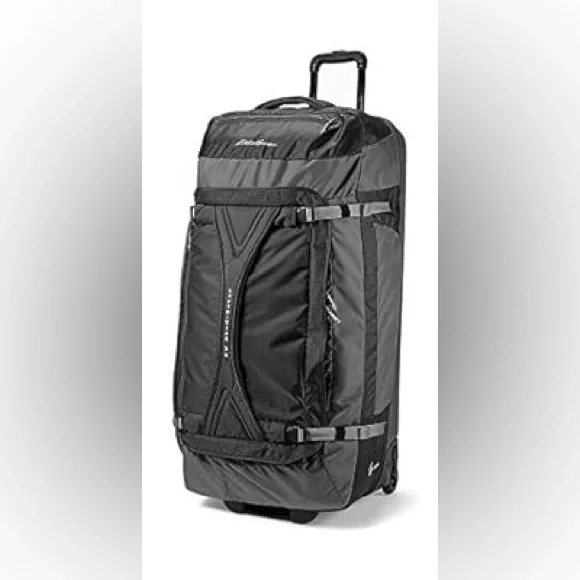 Eddie Bauer Black and Gray Rolling Travel Duffel with Telescoping Handle