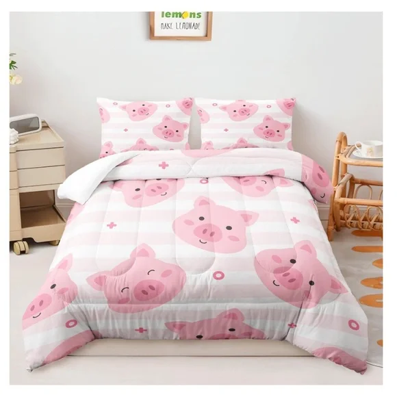 Pink Piggy Comforter Bedding 3 Pc Set-TWIN