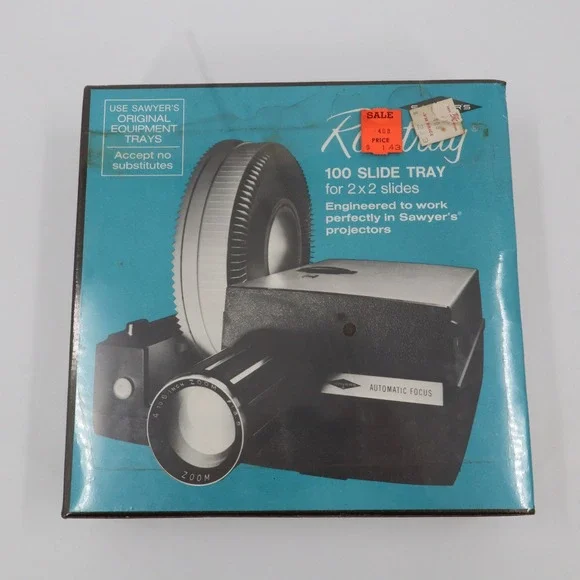 Vintage Sawyer's Rototray 100 Slide Tray Black 2x2 Vintage Projector NEW Sealed
