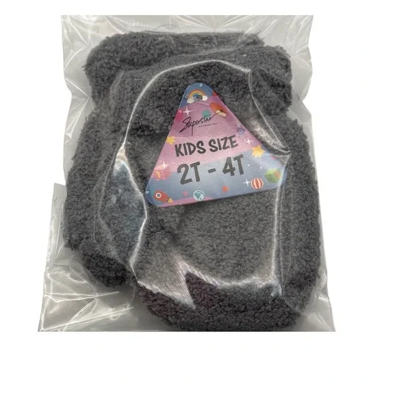 Cozy Plush Warm Gloves Mittens Gray Teddy Fleece Lined Winter‎ Handwear
