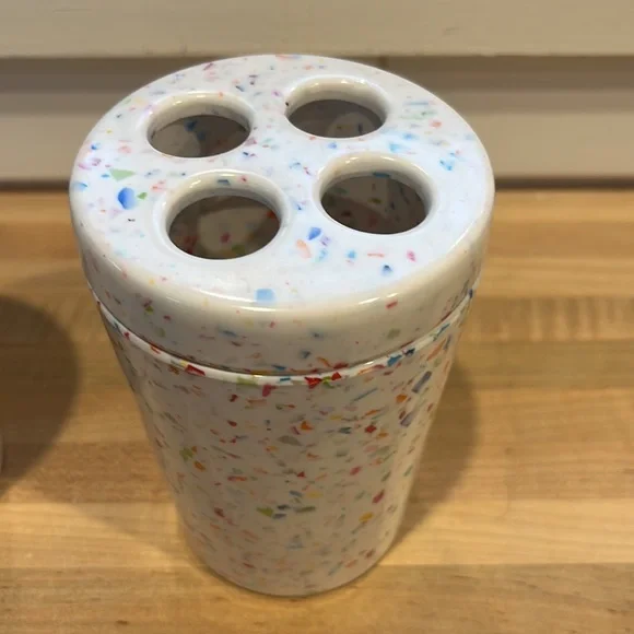 Container Store Soap Dispenser and Toothbrush Holder