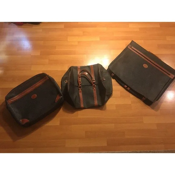 Vintage Longchamp Luggage Set Of 3 Duffel‎ Carry on Suit Traveler Vtg