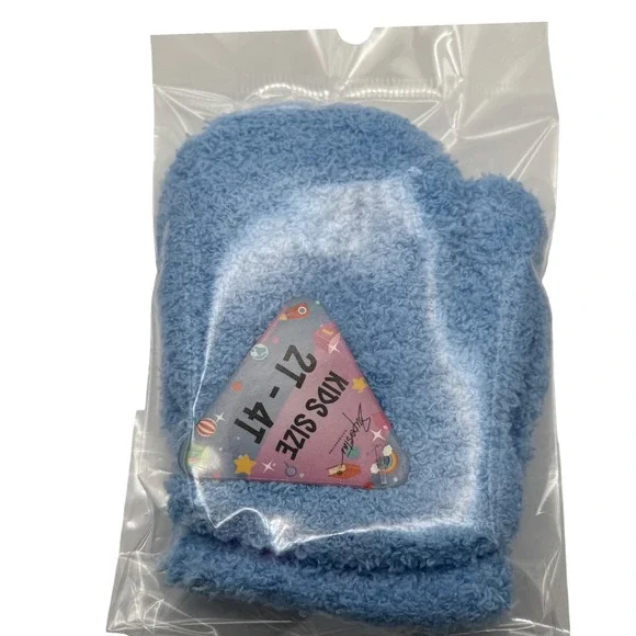 Kids Cozy Fuzzy Mittens Blue Size‎ 2T 4T Winter Warm Soft