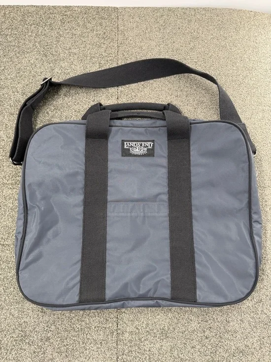 Lands' End Soft Suitcase Blue Vintage Zip Around USA Luggage Overnight Carry On