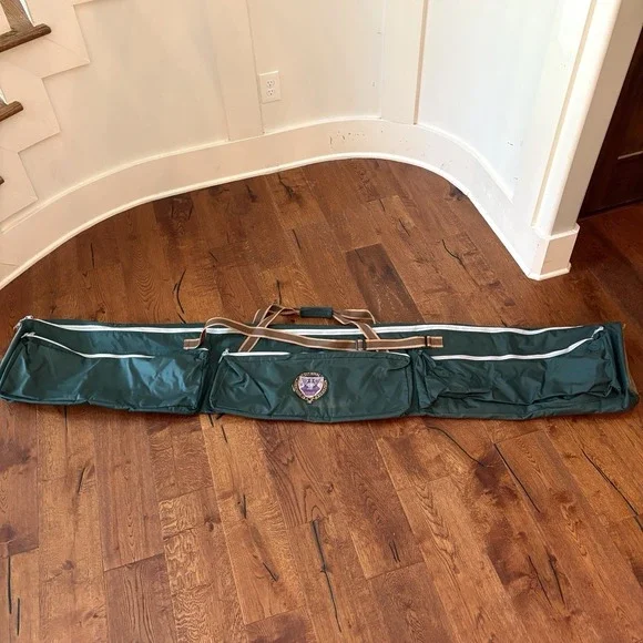 VTG Long Duffle Bag Travel Case Green Outdoor Rugged Pockets Camp Ski Fly‎ Fish