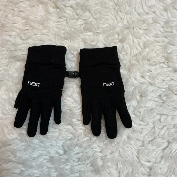 HEAD Kids Black Fleece Gloves with Red‎ Accents M/M