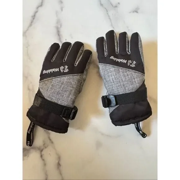 Walsking kids unisex snow gloves mittens winter accessories outerwear grey black