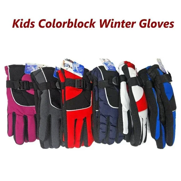 Kids Fleece-Lined Winter Gloves, Various Colors, 9